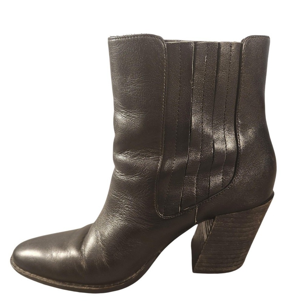 Charles‎ David Boots Womens Size 7.5 Black Leather Chelsea Panels Ankle Heels
